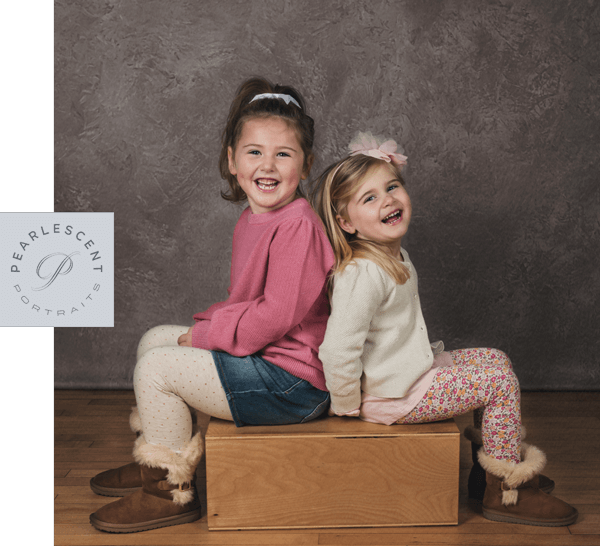 In-studio portraits of two girls - Pearlescent Portraits family pictures